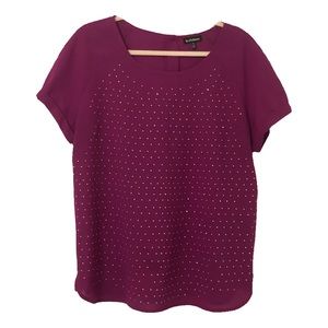 Le Chateau Purple Studded Short Sleeve Top